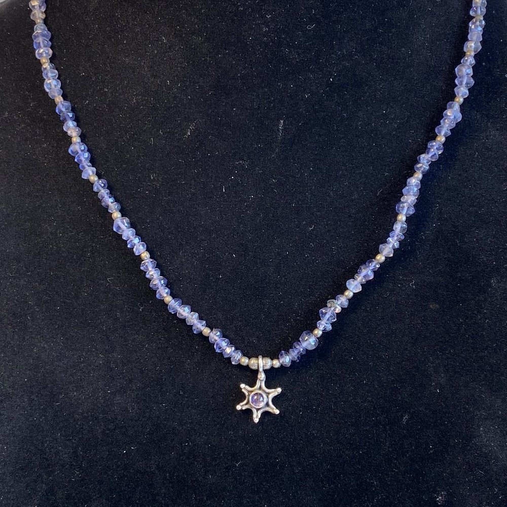 Amethyst Star Pendant on Amethyst Beaded Necklace